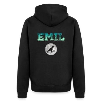 EMIL - Beautiful boy name with dinosaur - Unisex Premium Organic Zip Hoodie - black - Back - Nico (187cm)