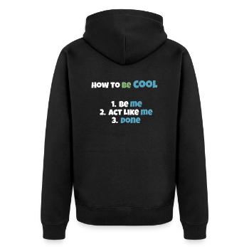 Wie man cool ist - Unisex Premium Bio Zip Hoodie - Schwarz - Hinten - Nico (187cm)