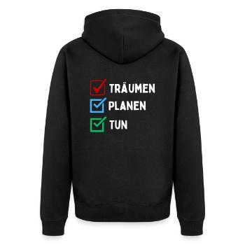 Plan de rêve faire liste de contrôle conception coloré rouge bleu - Veste à capuche bio Premium Unisexe - noir - Dos - Nico (187cm)