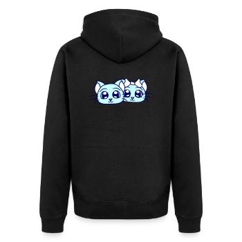 Zwei Katzen Paar 2 Romantisches verliebtes Pärchen - Unisex Premium Bio Zip Hoodie - Schwarz - Hinten - Nico (187cm)