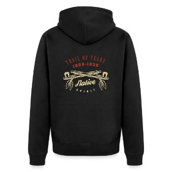 american native, deadly day, apache - Unisex Premium Bio Zip Hoodie - Schwarz - Hinten - Nico (187cm)