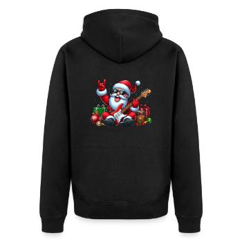 Santa Rock 4 - Unisex Premium Bio Zip Hoodie - Schwarz - Hinten - Nico (187cm)