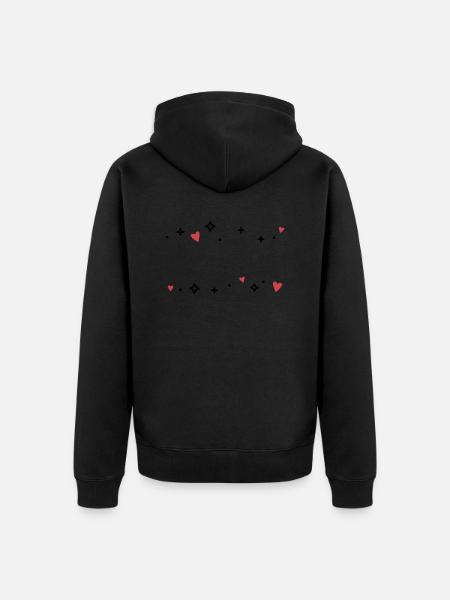 Herzen Sternchen Glitzer - Unisex Premium Bio Zip Hoodie - Schwarz