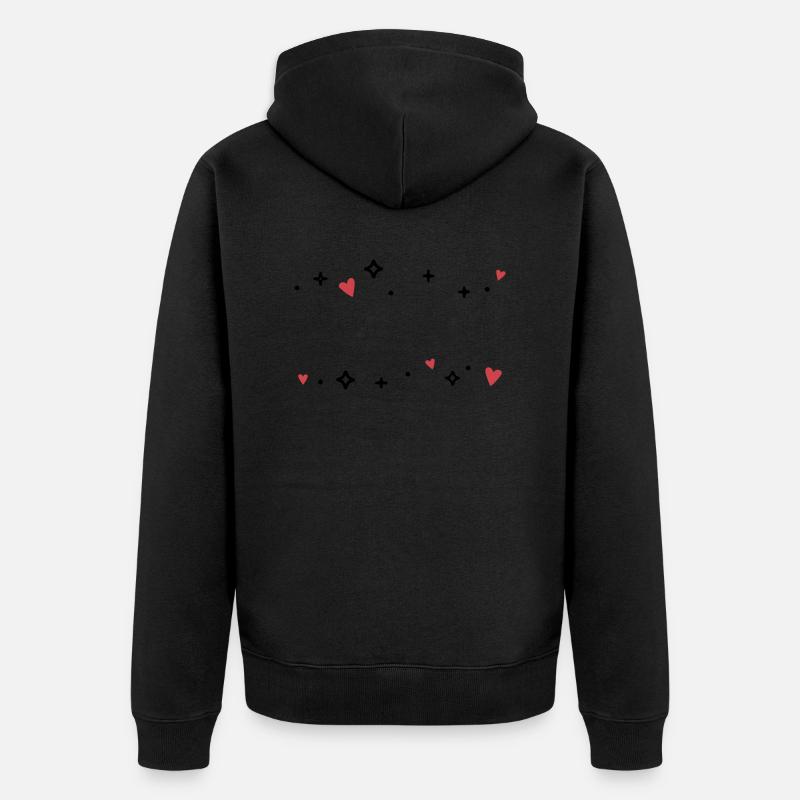 Herzen Sternchen Glitzer - Unisex Premium Bio Zip Hoodie - Schwarz