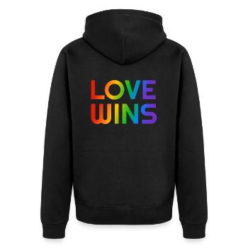 Liebe gewinnt Regenbogen LGBTQ schwul - Unisex Premium Bio Zip Hoodie - Schwarz - Hinten - Nico (187cm)
