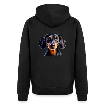Dachshund dog pet charm intelligence loyalty snout - Unisex Premium Bio Zip Hoodie - Schwarz - Hinten - Nico (187cm)