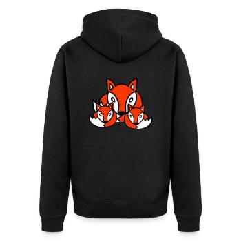3 Füchse Freunde Familie Drei Kinder Crew Team Süß - Unisex Premium Bio Zip Hoodie - Schwarz - Hinten - Nico (187cm)