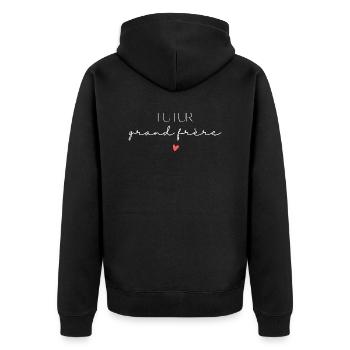 Futur grand frère - annonce futur grand frère - Veste à capuche bio Premium Unisexe - noir - Dos - Nico (187cm)