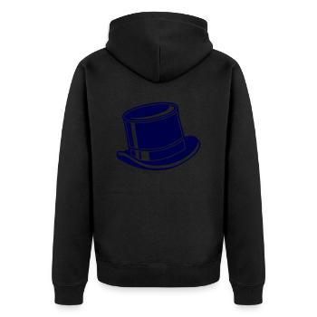 zylinder hut - Unisex Premium Bio Zip Hoodie - Schwarz - Hinten - Nico (187cm)