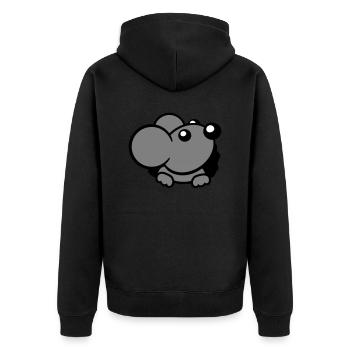 Maus Wand Loch Mauseloch Guckt Süß Lustig Comic - Unisex Premium Bio Zip Hoodie - Schwarz - Hinten - Nico (187cm)