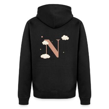 Letter n clouds stars - Unisex Premium Organic Zip Hoodie - black - Back - Nico (187cm)