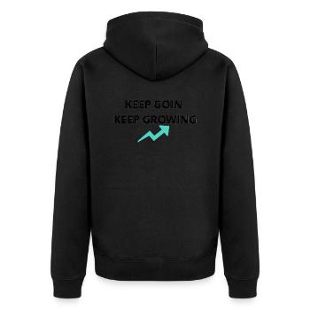 Continuer Continuer à grandir | Citation motivante - Veste à capuche bio Premium Unisexe - noir - Dos - Nico (187cm)