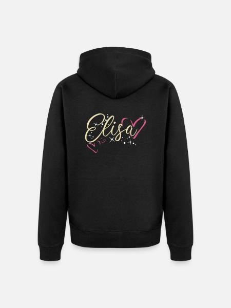 Elisa Cognome Nome Calligrafia Cuore - Felpa con cappuccio ecologica premium unisex - nero