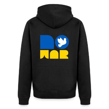 No War Shirt - Peace for Ukraine - Unisex Premium Organic Zip Hoodie - black - Back - Nico (187cm)
