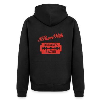 I Shave With Occam's Razor 2 - Unisex Premium Bio Zip Hoodie - Schwarz - Hinten - Nico (187cm)