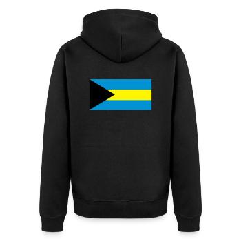 Bahamas Flagge - Unisex Premium Bio Zip Hoodie - Schwarz - Hinten - Nico (187cm)