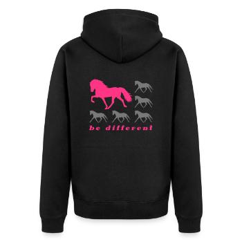 Be Different grey - Unisex Premium Bio Zip Hoodie - Schwarz - Hinten - Nico (187cm)