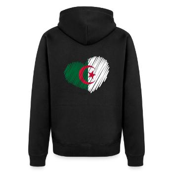 heart_brushe_algerie - Unisex Premium Bio Zip Hoodie - Schwarz - Hinten - Nico (187cm)