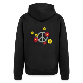Peace-Zeichen Blume Flower Power Pazifist Aktivist - Unisex Premium Bio Zip Hoodie - Schwarz - Hinten - Nico (187cm)