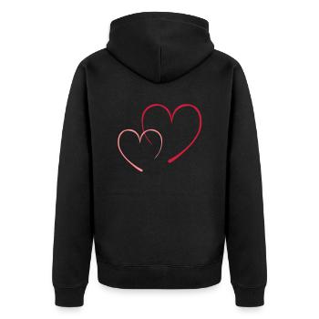 contour_2coeur - Unisex Premium Bio Zip Hoodie - Schwarz - Hinten - Nico (187cm)