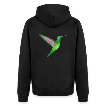 Kolibri - Unisex Premium Bio Zip Hoodie - Schwarz - Hinten - Nico (187cm)