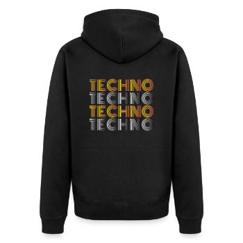 TECHNO TECHNO TECHNO Music Goa Dancing Gift - Unisex Premium Organic Zip Hoodie - black - Back - Nico (187cm)
