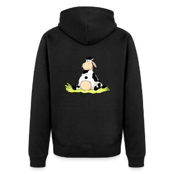 Sitting Cow - Unisex Premium Bio Zip Hoodie - Schwarz - Hinten - Nico (187cm)