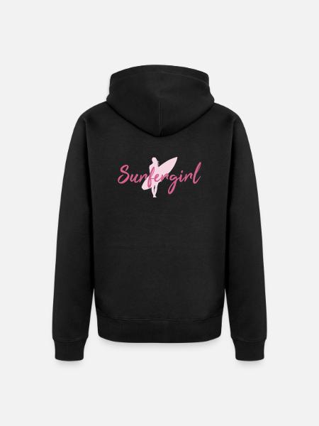 Surfer Girl - Unisex Premium Organic Zip Hoodie - black