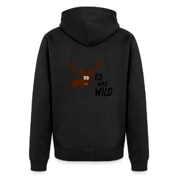es wird wild - Unisex Premium Bio Zip Hoodie - Schwarz - Hinten - Nico (187cm)