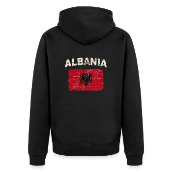 Albania Flag - Albanien Flagge - Unisex Premium Bio Zip Hoodie - Schwarz - Hinten - Nico (187cm)