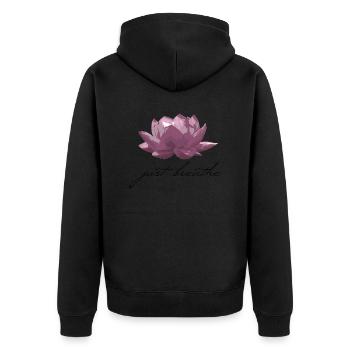 Fleur de lotus respire - Veste à capuche bio Premium Unisexe - noir - Dos - Nico (187cm)