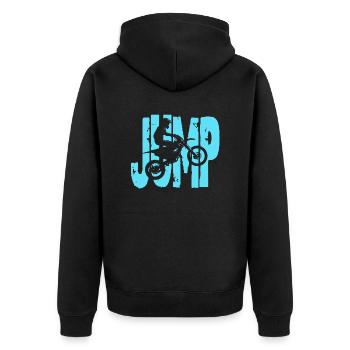 Jump - Unisex Premium Bio Zip Hoodie - Schwarz - Hinten - Nico (187cm)