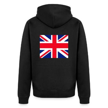 Masque facial Union Jack - Veste à capuche bio Premium Unisexe - noir - Dos - Nico (187cm)