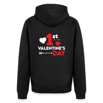 Valentine's Day 1st valentine's day - Unisex Premium Organic Zip Hoodie - black - Back - Nico (187cm)
