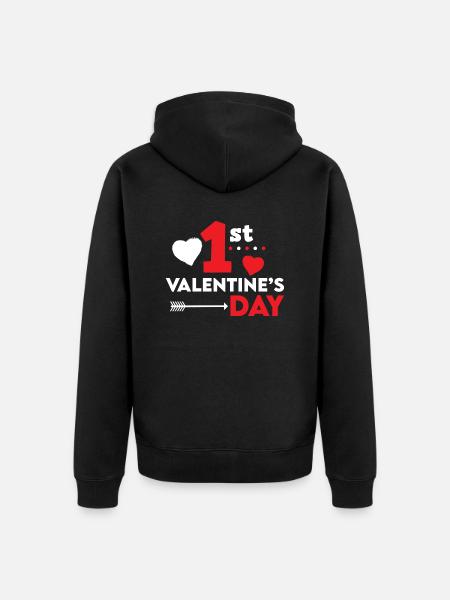 Saint Valentin 1ère Saint Valentin - Veste à capuche bio Premium Unisexe - noir