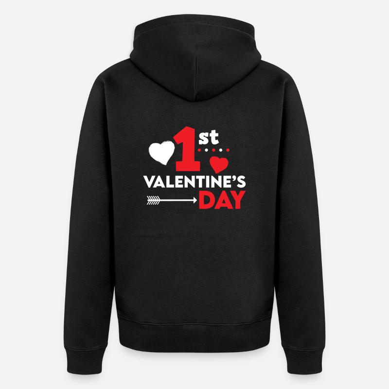 Saint Valentin 1ère Saint Valentin - Veste à capuche bio Premium Unisexe - noir