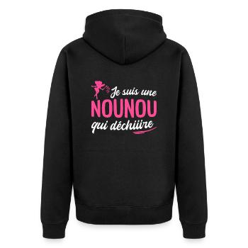 je suis une nounou qui déchire - Veste à capuche bio Premium Unisexe - noir - Dos - Nico (187cm)