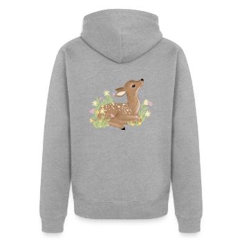 Fawn in spring - Unisex Premium Organic Zip Hoodie - heather grey - Back - Nico (187cm)