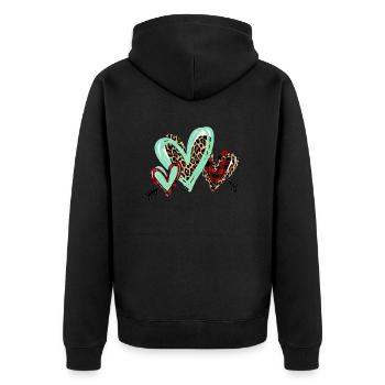 IMPRESSION DE ANIMAL DE COEUR - Unisex Premium Bio Zip Hoodie - Schwarz - Hinten - Nico (187cm)