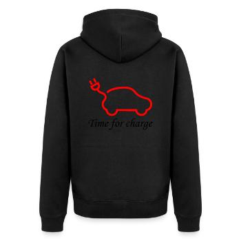 Electric Car E-mobility Hybrid - Unisex Premium Bio Zip Hoodie - Schwarz - Hinten - Nico (187cm)