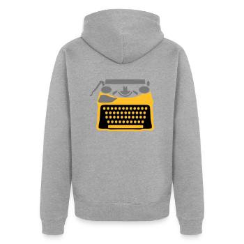 machine write - Unisex Premium Organic Zip Hoodie - heather grey - Back - Nico (187cm)