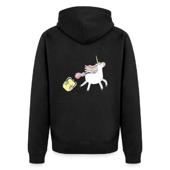 Unicorn goes to school - Unisex Premium Organic Zip Hoodie - black - Back - Nico (187cm)