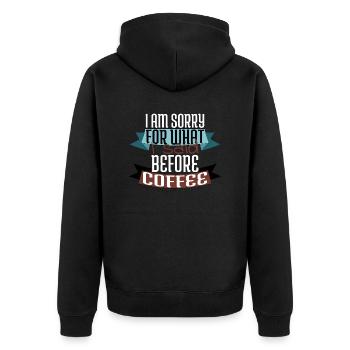 coffee funny morning caffeine funny coffee - Veste à capuche bio Premium Unisexe - noir - Dos - Nico (187cm)