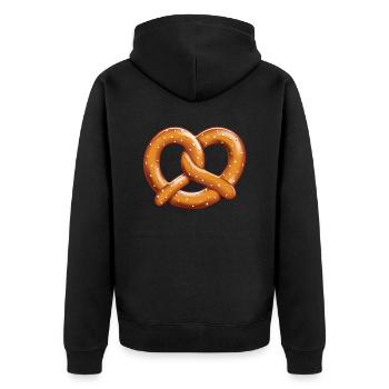 Brezel - Unisex Premium Bio Zip Hoodie - Schwarz - Hinten - Nico (187cm)