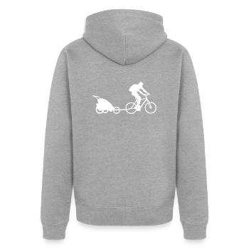 Bicycle Driver Papa Stroller Pendant Gift - Unisex Premium Organic Zip Hoodie - heather grey - Back - Nico (187cm)