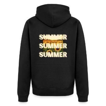 Summer - Unisex Premium Bio Zip Hoodie - Schwarz - Hinten - Nico (187cm)
