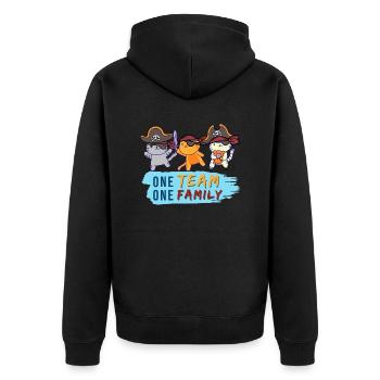 équipe famille chat pirate enterrement de vie de jeune fille père - Veste à capuche bio Premium Unisexe - noir - Dos - Nico (187cm)