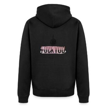 F*ck you - Unisex Premium Organic Zip Hoodie - black - Back - Nico (187cm)