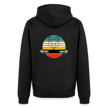 Hier gibt der Fuchs die Richtung an - Unisex Premium Bio Zip Hoodie - Schwarz - Hinten - Nico (187cm)