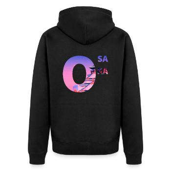 Osaka - Unisex Premium Organic Zip Hoodie - black - Back - Nico (187cm)